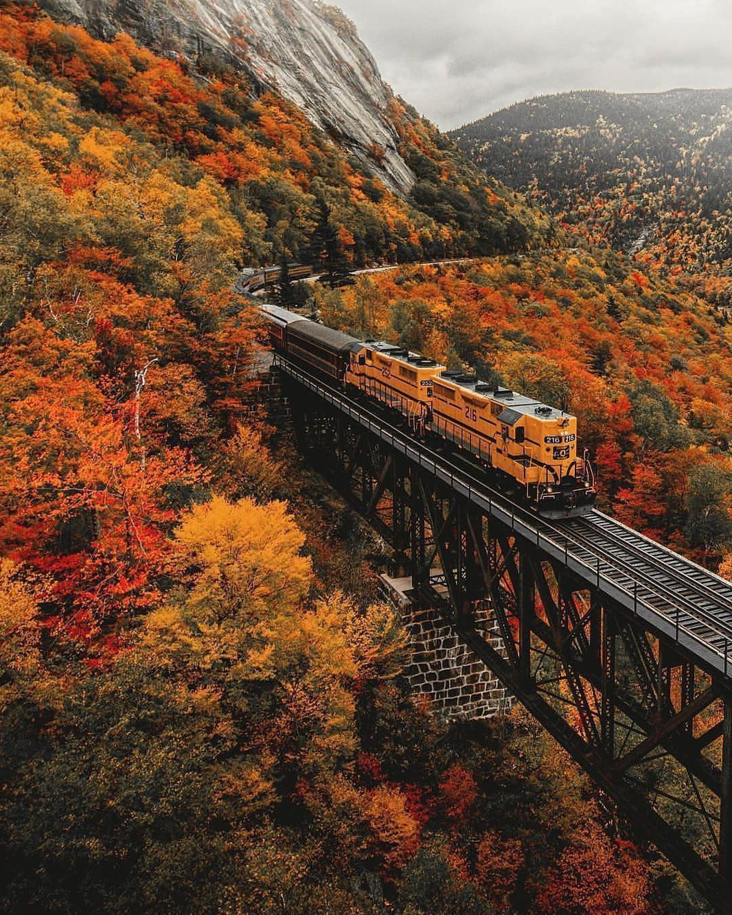 Train in New Hampshire during the autumn