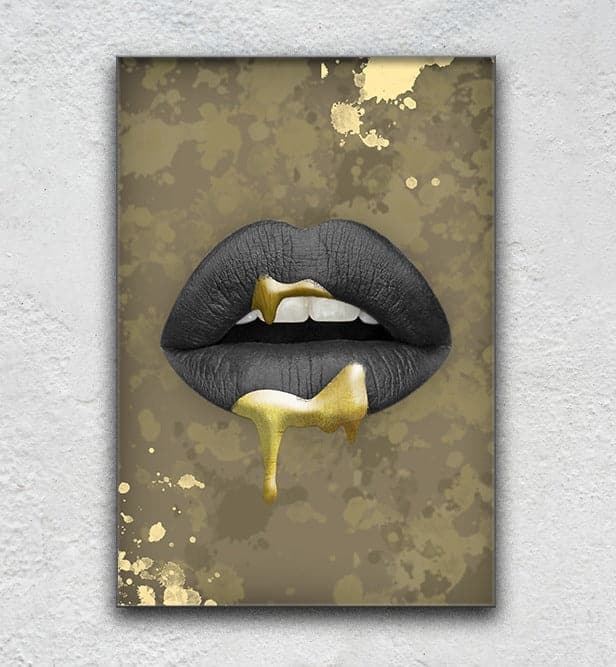 Gold Drip Lips Black