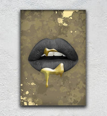 Gold Drip Lips Black