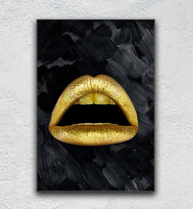 Gold Texture Lips Black