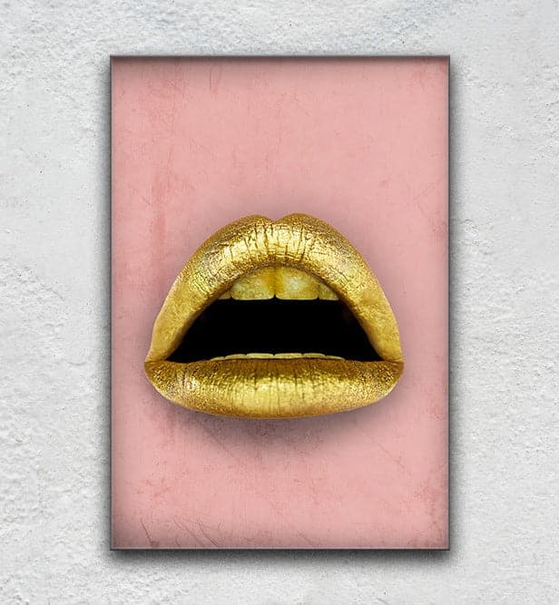 Gold Texture Lips Pink