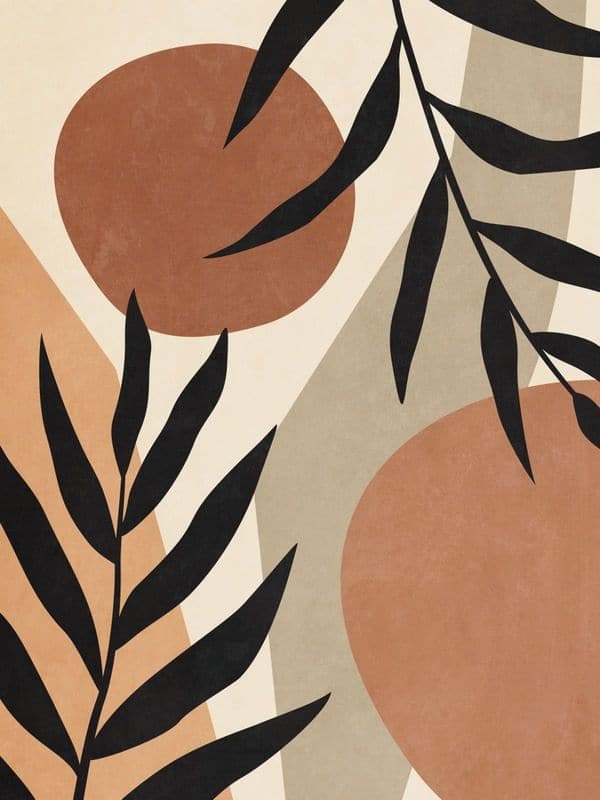 Boho Minimalist Leaves and Circles Art