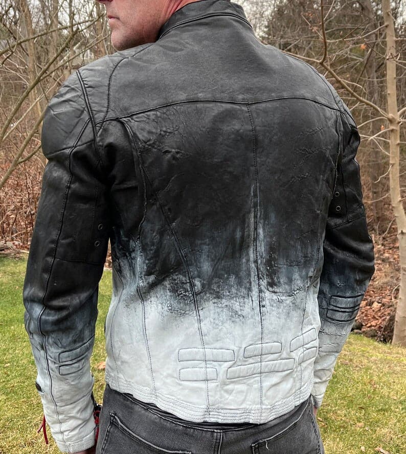Hand Painted Leather Jacket dual tone - 009