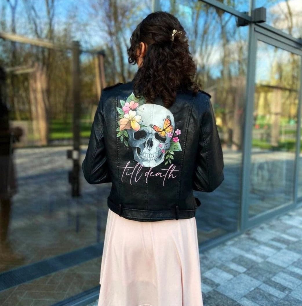 Hand Painted Leather Jacket  - 021