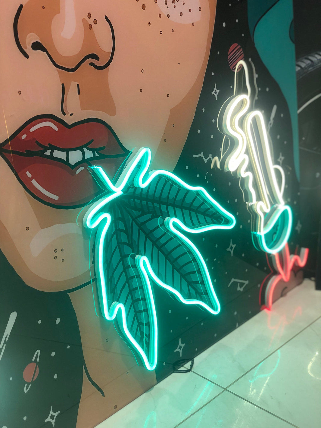 Weed Girl pixiglass with neon