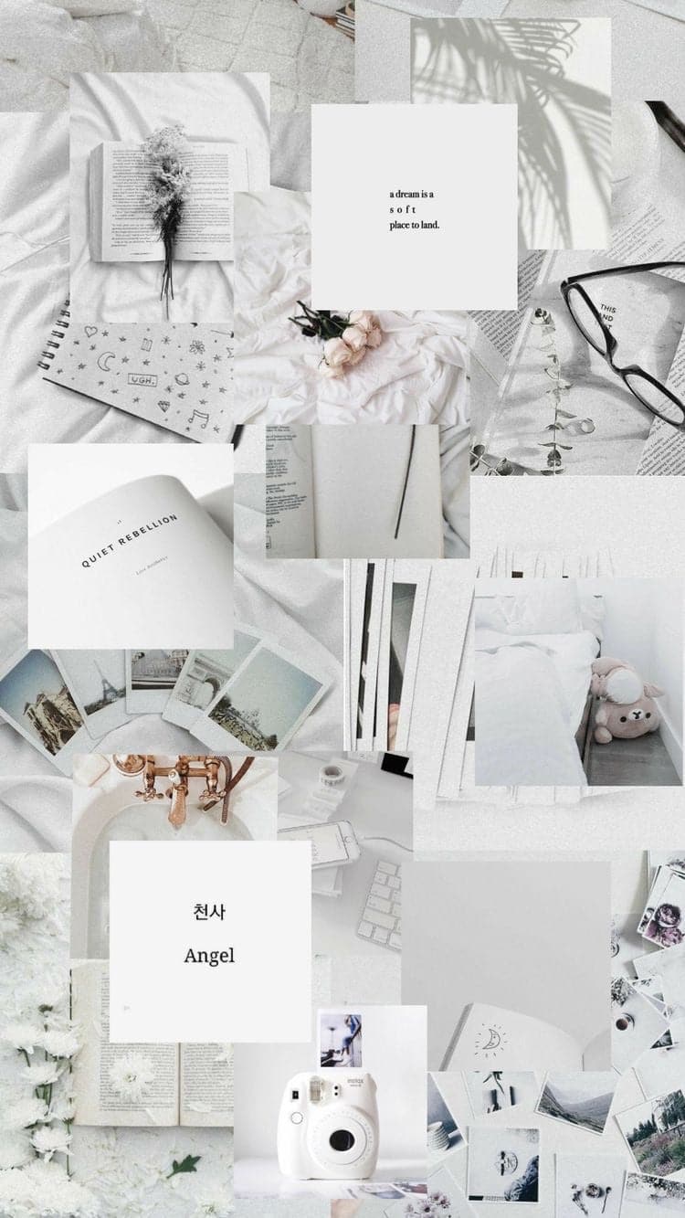 White aesthetic collage