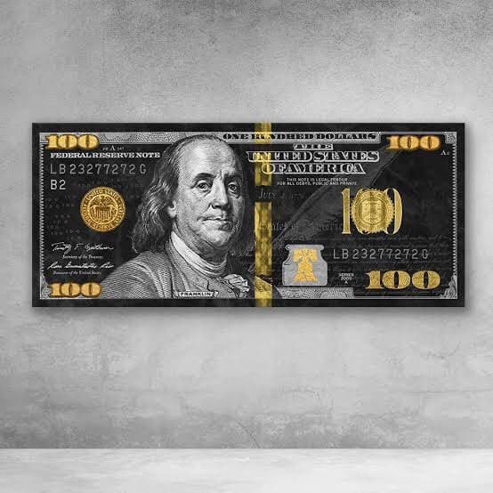 Gold Dollar Bill  Wall Art