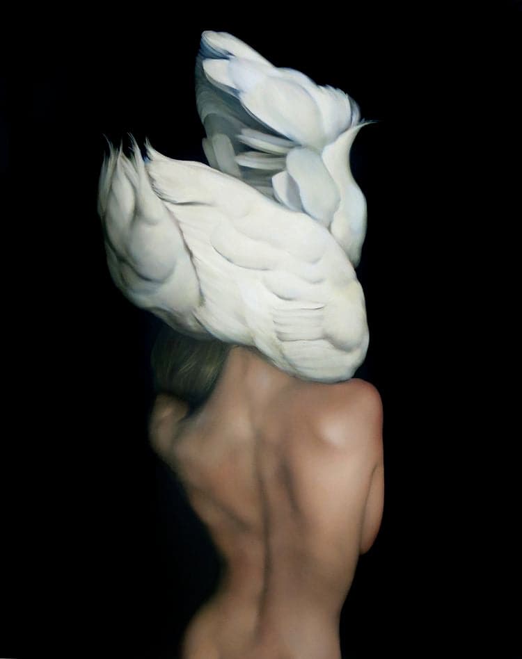 A Backless girl with wings