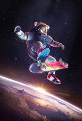 Kickflip Astronaut Space Travel Art