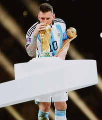 Messi with World Cup trophy